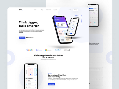 apps. - landing page adobe xd animation app branding design figma graphic design icon illustration landing landing page logo product design typography ui ux vector web website website design