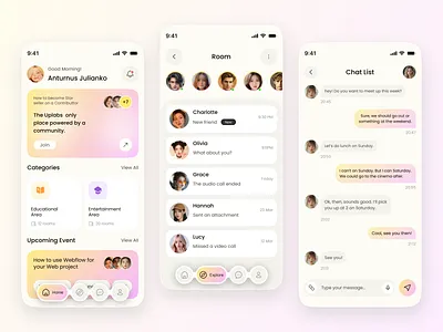 Minimal & Pastel Chat App Design ai app appdesign chatapp cleandesign communityapp dashboard gradientui iosdesign messengerui minimaldesign mobile mobile app design mobileapp modernui productdesign ui uidesign uiux uxdesign