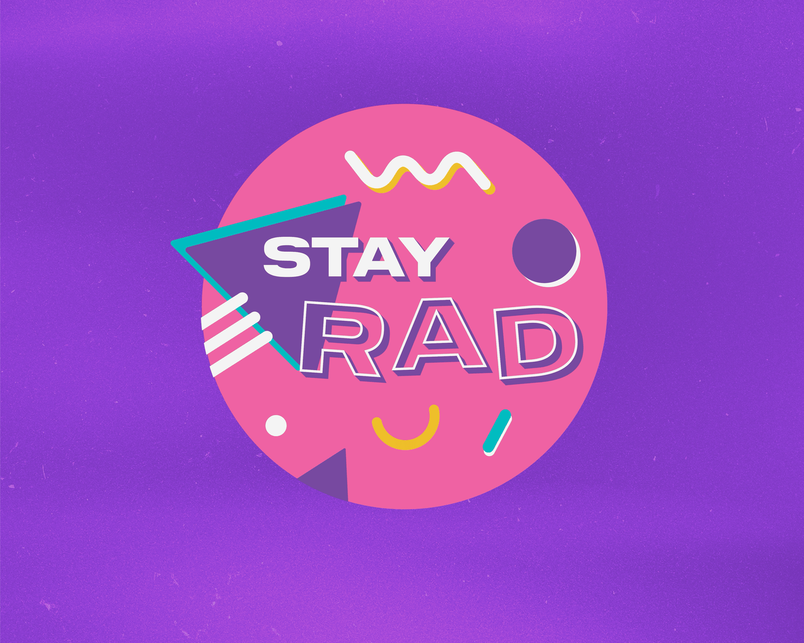 Stay Rad 90s graphic design illustrator memphis neon pink purple teal