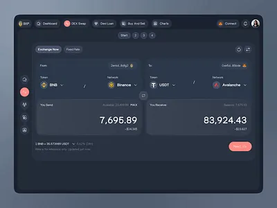 Crypto Swap Interface – Dark Mode crypto swap dark finance solana token swap trading ui wallet web3