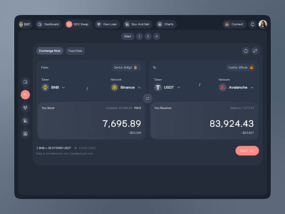 Crypto Swap Interface – Dark Mode crypto swap dark finance solana token swap trading ui wallet web3