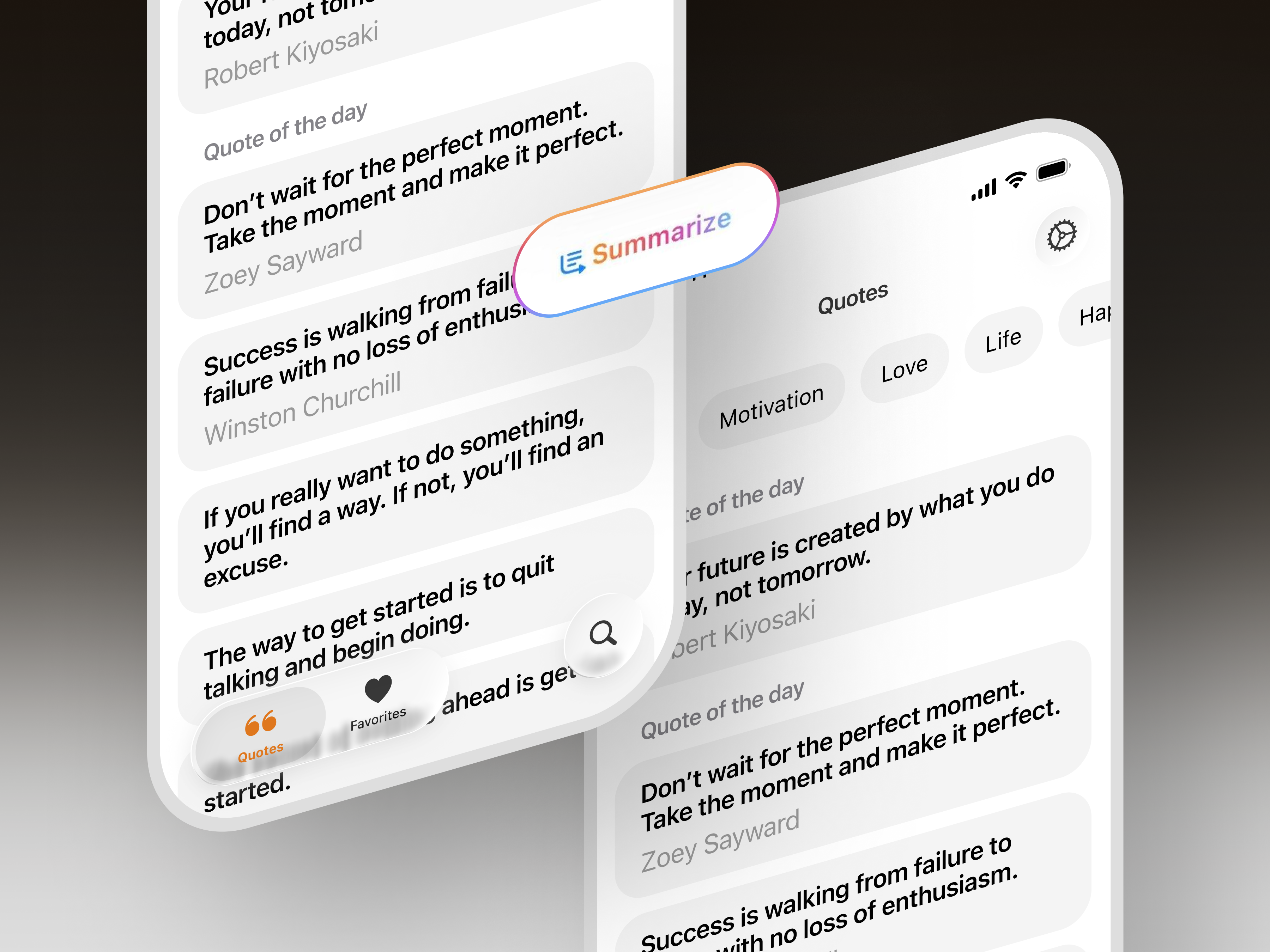 Quotes iOS App adobexd animation appdesign apple figma ios iosdesign iphone ppp productdesign quotes ui uiux ux