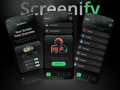 Screenify – Smart Screen Time Tracking Mobile App app app design creativedesign designinspiration interactiondesign ios app minimaldesign mobile app design mobile ui next gen planner mobile app productdesign screenify app design smart screen time insights time tracking app tracking app uiux uiux design userexperience