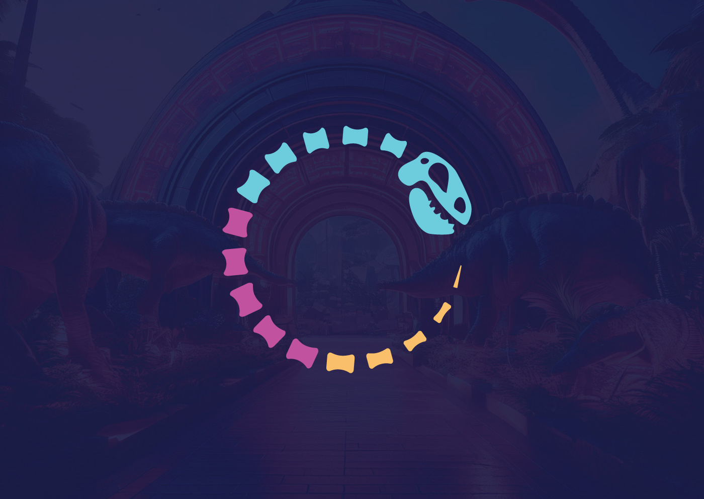 Fossil Future colorful logo dinosaur logo illustration minimal logo design modern logo museum logo