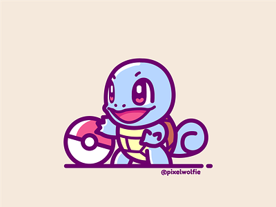 Squirtle💧 character character design gameboy games illustration line art minimal minimalist pokeball pokemon procreate squirtle vector vintage