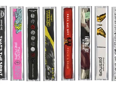 Rock Albums Cassette Sides | Digital Sketches cassette tapes digital art illustration