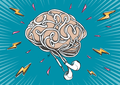 Brain Wired brain cartoon clip studio paint headset illustration