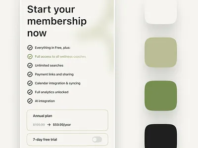 Mobile Pricing Screen ai integration app inspiration app screen coach training defi inspiration features section membership form membership plans pricing pricing screen subscription plans upgrade to pro web3 design