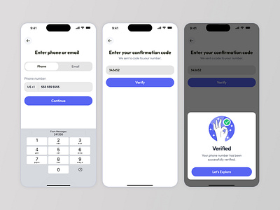 Phone Number Login Flow UI android app ui app onboarding authentication flow digital product design email login ios app design login flow mobile app screens number input ui otp verification phone auth sign in screen sms code ui success screen ui components ui kit ui patterns ux case study ux flow verification modal