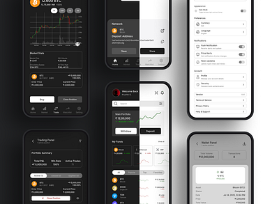 “Crypto Trading App – Modern Mobile UI/UX Design crypto app crypto trading figma finance app interaction design mobile app mobile ui design modern ui product design ui ui ux design ux
