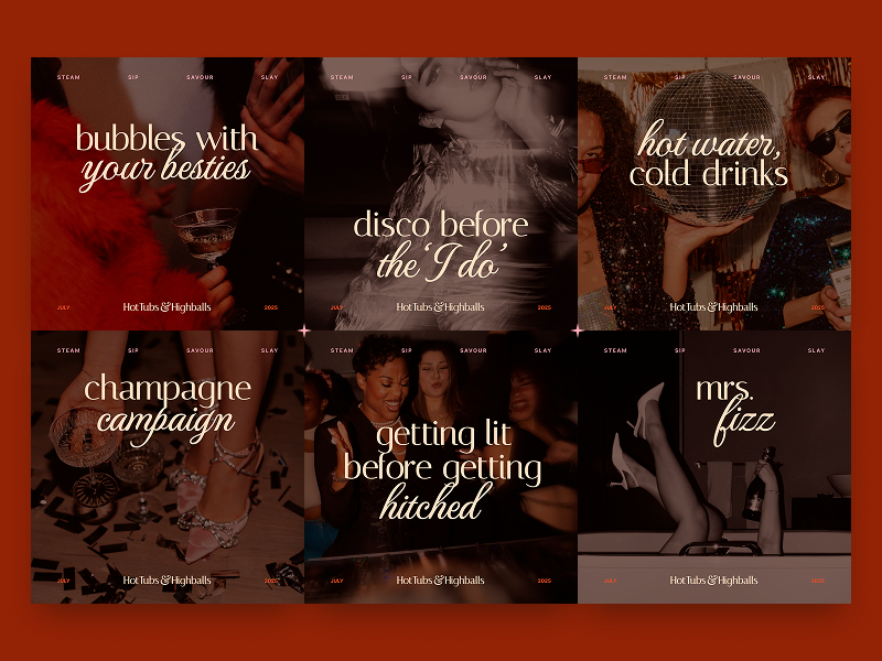 Bachelorette Party: Social Posts bachelorette brand identity content strategy instagram marketing party social media vintage