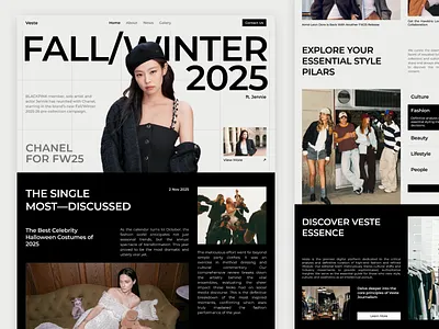 Veste - Fashion Website Design fashion graphic design magazine monochrome ui website