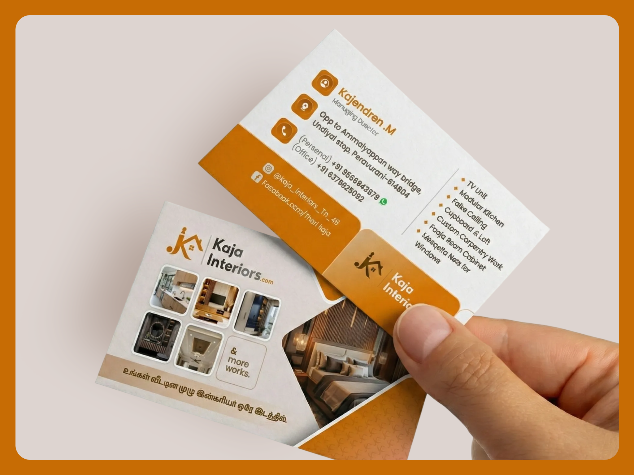 Business Card Design - Kaja Interiors business card card design graphic design interior deign marketing minimal