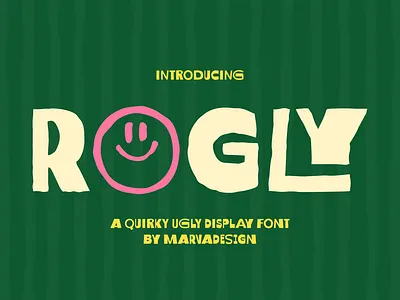 Rogly Font book cover branding casual christmas display distressed font fun handcrafted handwritten headline logo logotype packaging playful poster retro rough ugly unique