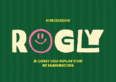 Rogly Font book cover branding casual christmas display distressed font fun handcrafted handwritten headline logo logotype packaging playful poster retro rough ugly unique
