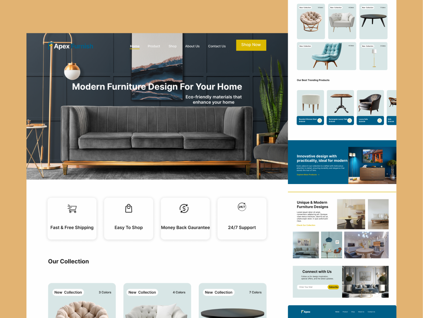 Furniture Brand Website Design business website design design figma landing page landing page design ui design uxui web design web development website website design