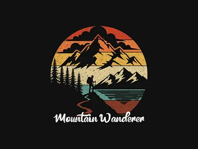 Mountain Wanderer - Retro Graphic T-Shirt Design adobe illustrator branding custom custom tshirt design custome design design graphic design illustration minimal design t shirt design tee design vector art ventage design ventage tshirt design