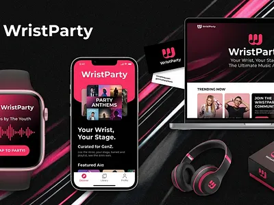 Wrist Party Branding brand identity brand identity design branding creative design graphic design logo music music app music industry watch app wrist party