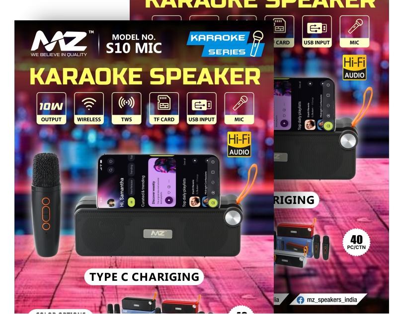 S10 Mic Karaoke Speaker – Product Poster Design advertising creative poster design future graphic design marketing modern poster design speaker wireless