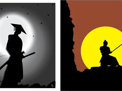 Rise of the Twin Warriors - Samurai Warrior branding dribbble dribbblecommunity illustration japanesestyle minimalistdesign warriorart