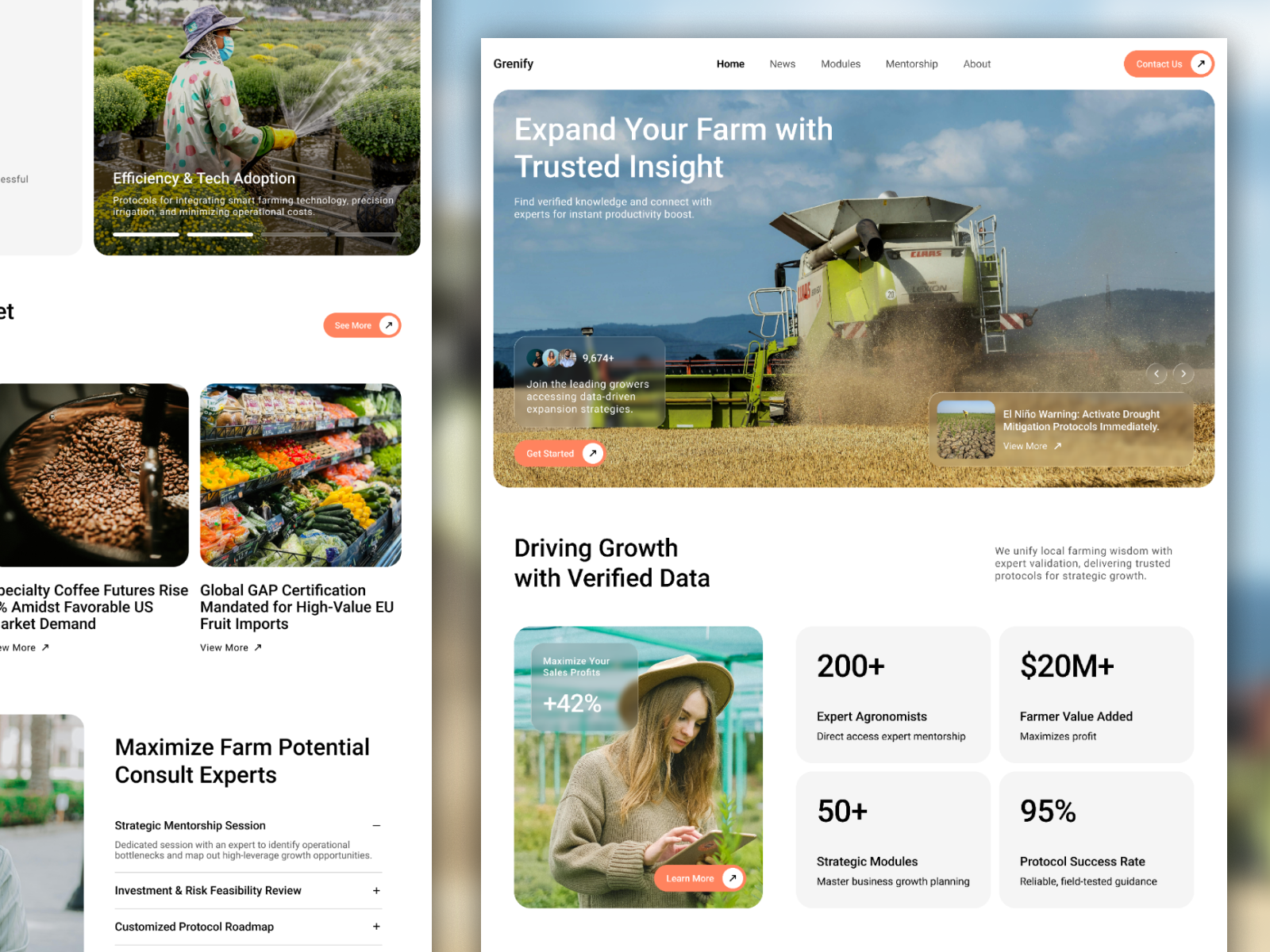 Grenify - Agribusiness Consulting Website Design agriculture design ui website