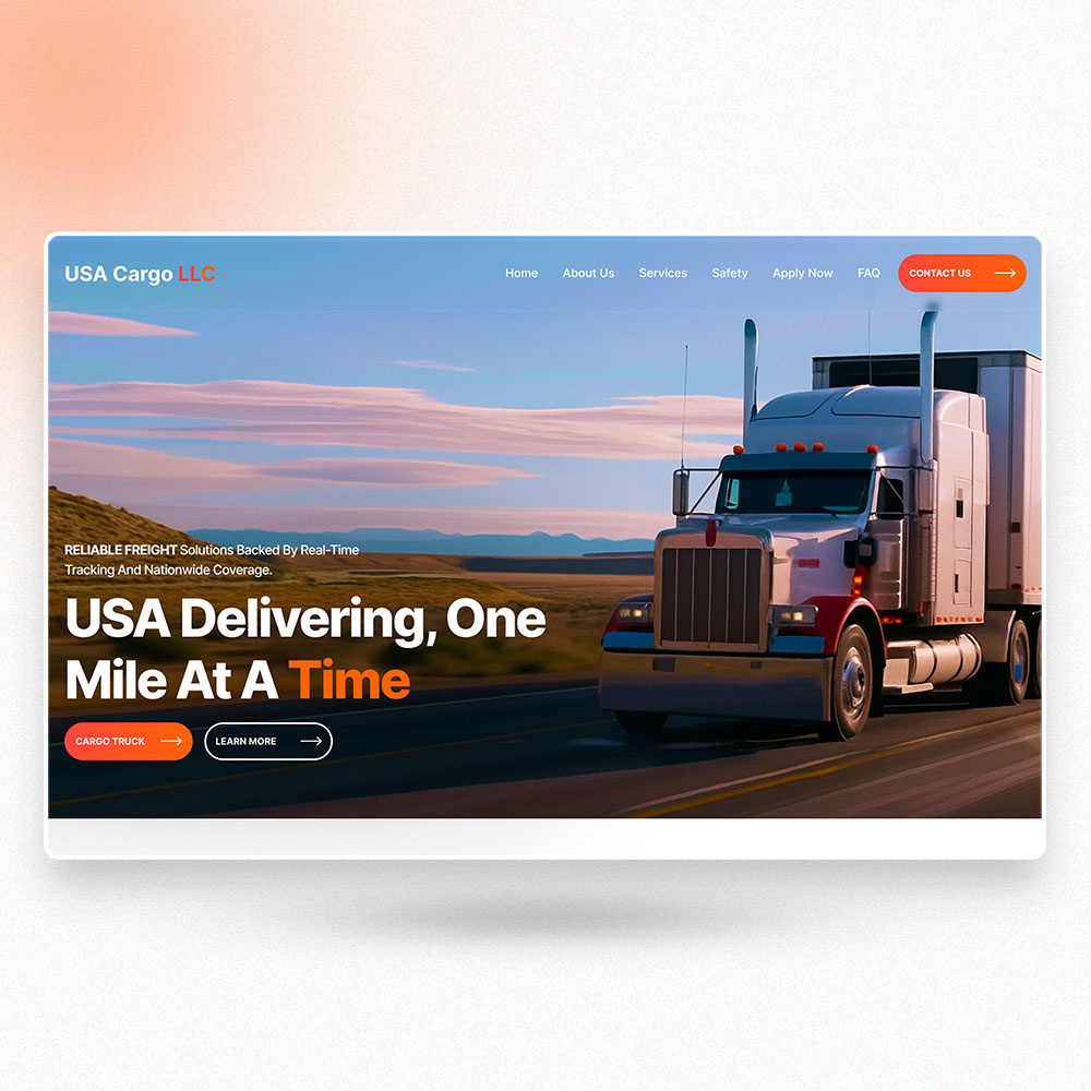 USA CARGO LLC WEBSITE REDESIGN app branding cargo design elementor figma graphic design illustration landing page logo truck ui uiux vector viral web web design website website design wordpress