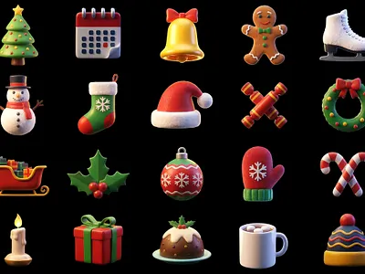 Christmas 3D Icon Collection 3d 3dart 3dcharacter 3dchristmas 3ddesign 3dicons 3diconset 3dillustration 3dmodeling character christmas colorful icons iconset illustration