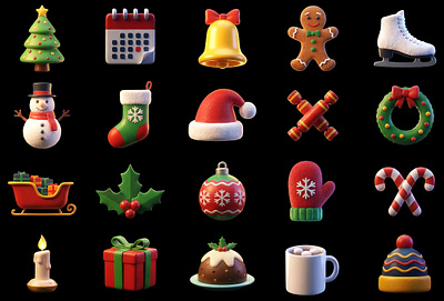 Christmas 3D Icon Collection 3d 3dart 3dcharacter 3dchristmas 3ddesign 3dicons 3diconset 3dillustration 3dmodeling character christmas colorful icons iconset illustration