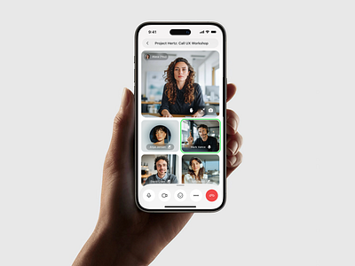 Next‑Gen Video Calls – Mobile App UI active speaker bottom sheet call transcript controp panel group call ios mobile app mobile ui onboarding product desingn reaction tab bar ui ux video calls