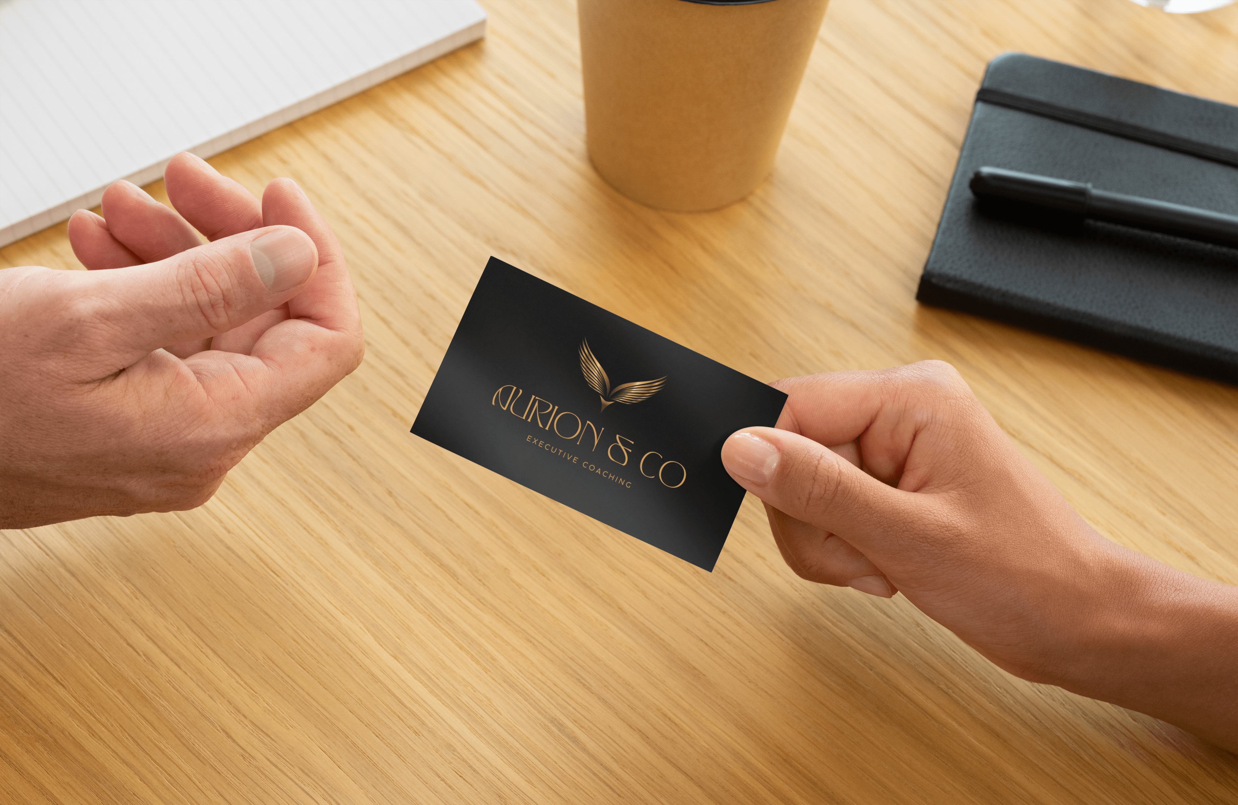 Luxury Business Card Design - Executive Coaching art deco black business card brand identity business card design coach branding consultant branding corporate identity custom typography elegant design executive coaching figma gold foil high end design illustrator leadership coach luxury business card premium branding print design professional services stationery design