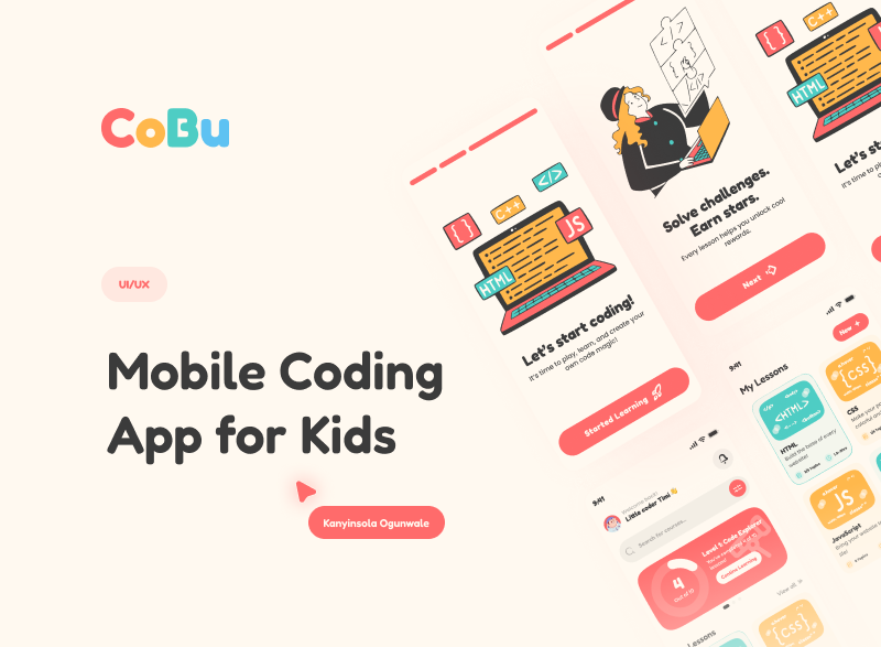 CoBu - Mobile Coding App for Kids app design coding edtech education kids app mobile app ui design ux design