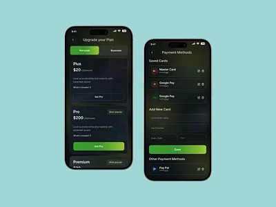 Lumina AI Workspace ai app ai app design ai interface ai user appmockup appui bank card branding clean design cleanui dark theme ui design figmadesign futuristic design payment app price app tech app design ui userexperience