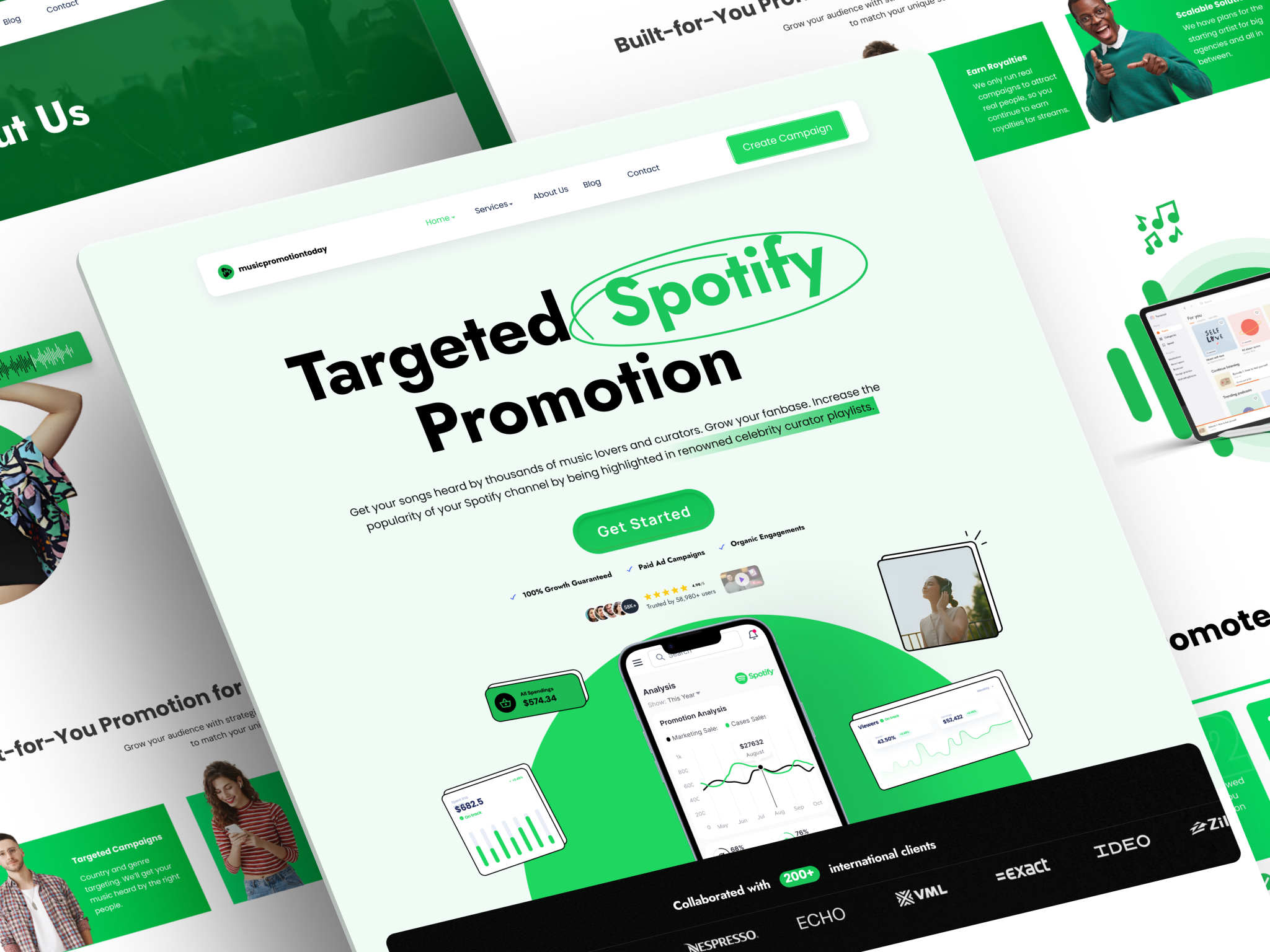 Music Industry UI Kit Music Marketing & PR Landing Page UI artist growth website ux artist website design agency digital marketing for artists epk digital press kit fanbase conversion funnel independent artist branding music brand identity music distributor website design music marketing agency music pr agency design music pr services music promotion company music release landing page playlist pitching funnel producer portfolio ui design record label website ui spotify apple music pr studio website landing page tiktok artist promotion ui youtube marketing for artists