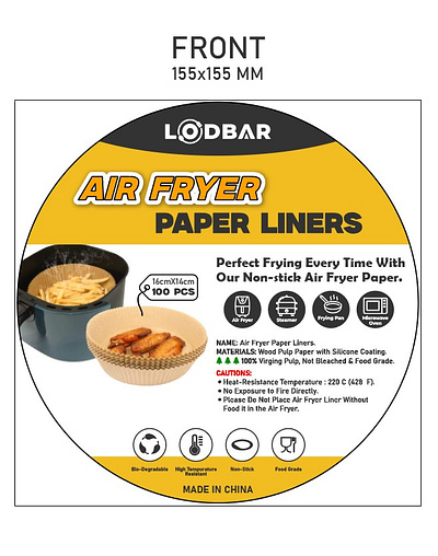 Air Fryer Paper Liner Labe Design by: expro_designer branding design graphic design typography vector