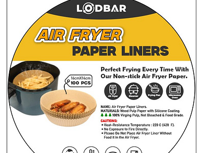 Air Fryer Paper Liner Labe Design by: expro_designer branding design graphic design typography vector