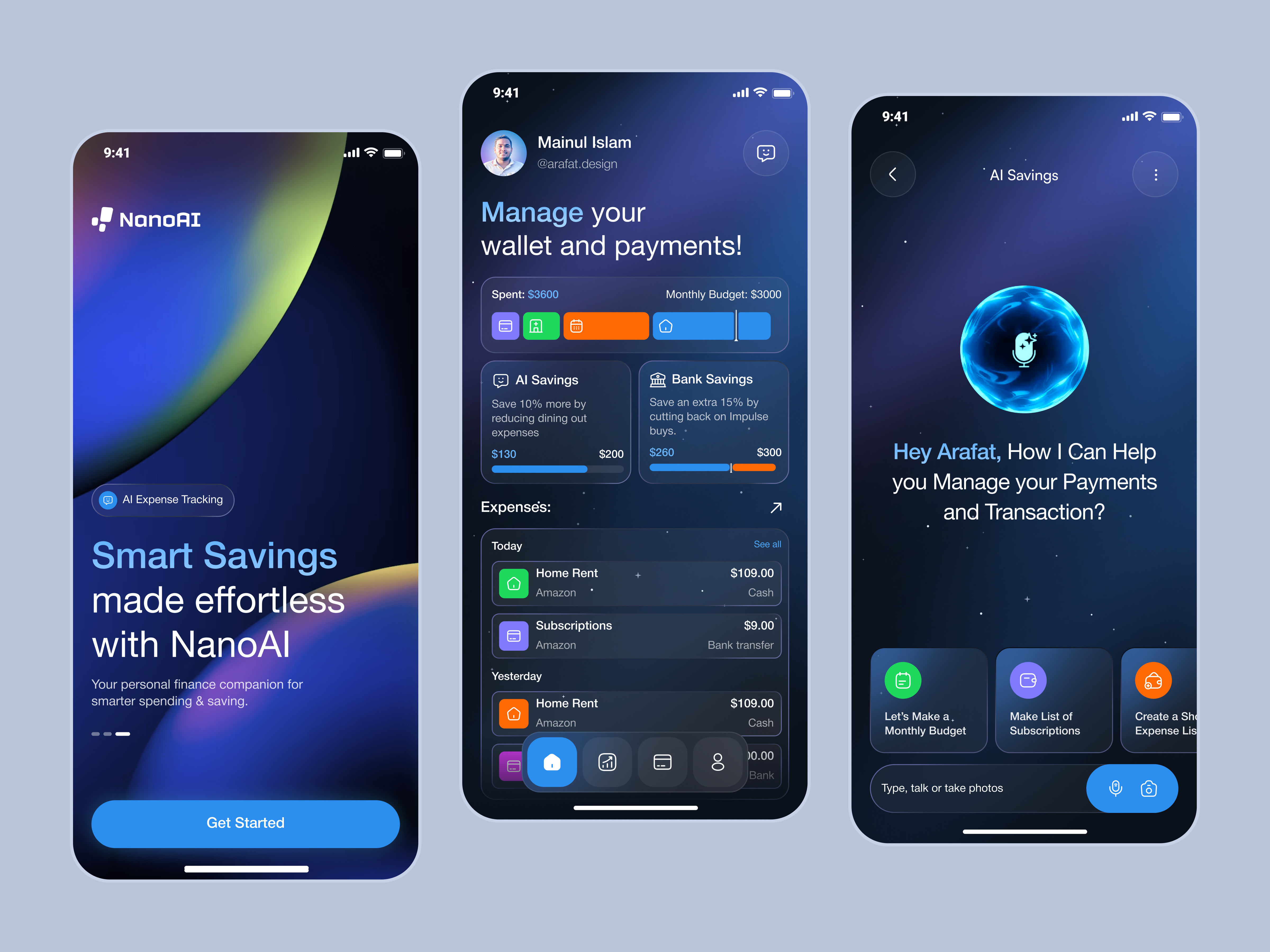 AI Finance Assistant App - Smart Saving Companion UIUX ai app ai finance app ai finance assistant ai finance compainon artificial intelligence budget app budget tracker app dark mode finance finance ai finance app finance assistant finance companion finance ui fintech minimal mobile app mobile app design savings app ui design