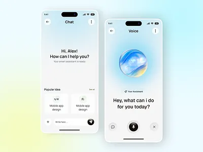 Ai Idea Management Mobile App Ai Chat & Voice Page ai ai app ai ui ai ux ai voice app design dashboard design veli dribbble mobile app mobile ui design modern ui smart assistant speech assistant ui design ux design voice app voice assistant voice control voice ui