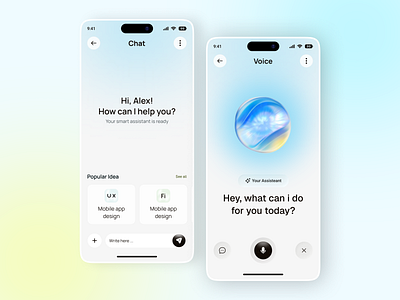 Ai Idea Management Mobile App Ai Chat & Voice Page ai ai app ai ui ai ux ai voice app design dashboard design veli dribbble mobile app mobile ui design modern ui smart assistant speech assistant ui design ux design voice app voice assistant voice control voice ui