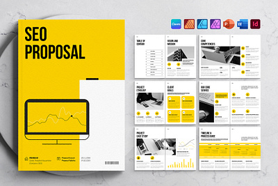 SEO Proposal Template a4 template affinity publisher business proposal canva template digital marketing indesign template marketing template proposal template seo proposal us letter template