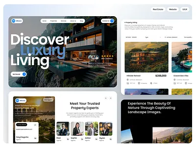 Mivora – Discover Luxury Living Real Estate Landing Page UI apartmentwebsite cardsdesign heroheader housing landingpage luxuryhomes luxuryrealestate mehbubur rahman modernhomes propertylisting propertysearch real estate web realestate realestateui realestatewebsite responsiveweb uidesign uxdesign webdesign websiteui