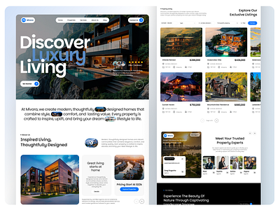 Mivora – Discover Luxury Living Real Estate Landing Page UI apartmentwebsite cardsdesign heroheader housing landingpage luxuryhomes luxuryrealestate mehbubur rahman modernhomes propertylisting propertysearch realestate realestateui realestatewebsite responsiveweb uidesign uxdesign webdesign website design websiteui