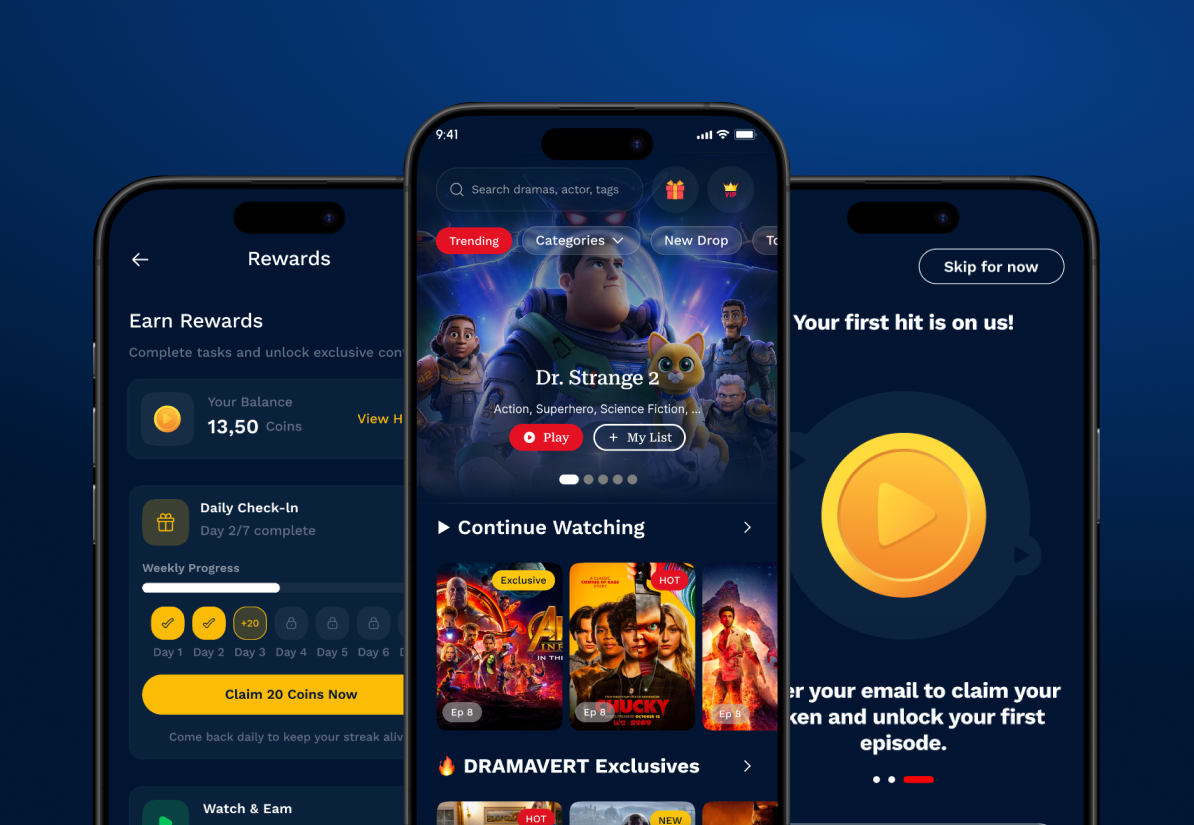Dramavert MicroDrama App app app ui appdesign application mobile app ui ui ui design uidesign uxdesign