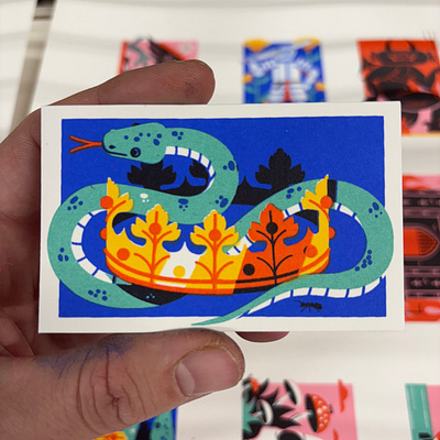Serpent and Crown Mini Screen Print art colour design editorial illustration illustration print screen print
