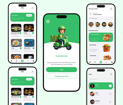 Food Service - Food Delivery Mobile App Design app app design delevery food food illustration food order food ordering restaurant ui ux
