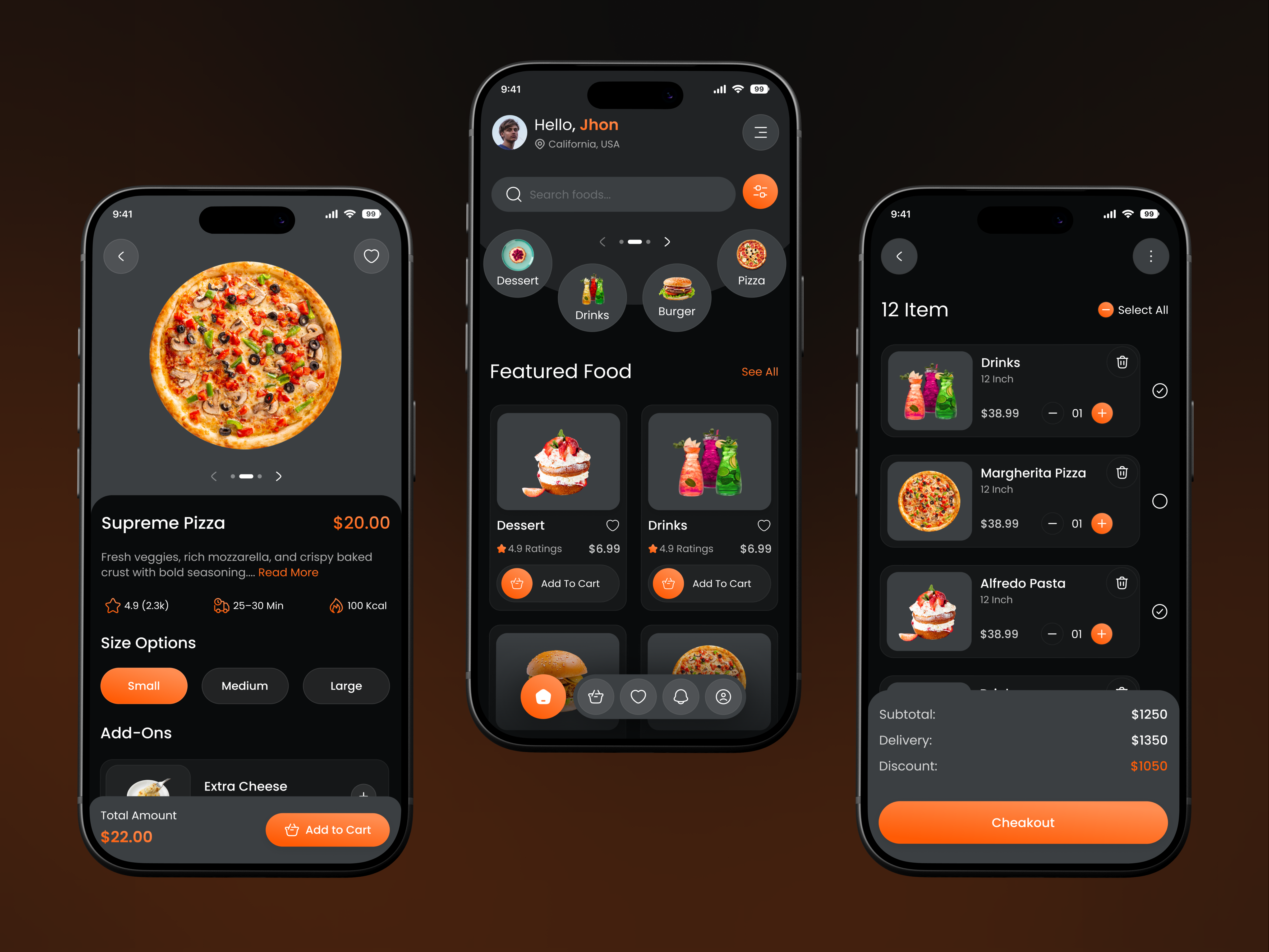 Food Delivery App – Dark & Minimal UI/UX Concept aesthetic ui clean ui dark ui figma food app food delivery food delivery app interface design minimal ui mobile app mobile ui modern ui product design ui ux