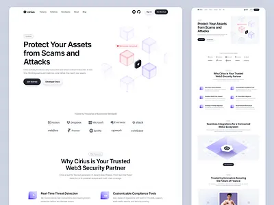 Finance Security SaaS Landing Page UI Design crypto crypto security finace landing page finance landing page saas security landing page ui uiux wallet security web design web3 web3 landing page website design