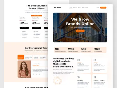 Modern Web Design Agency Landing Page agency ui concept business website ui digital marketing digitalagency home page landingpage marketingwebsite portfolio productdesign professional website design saaslanding startup landing page design startupdesign uiux user interface web development agency webagency webdesign website wordpress