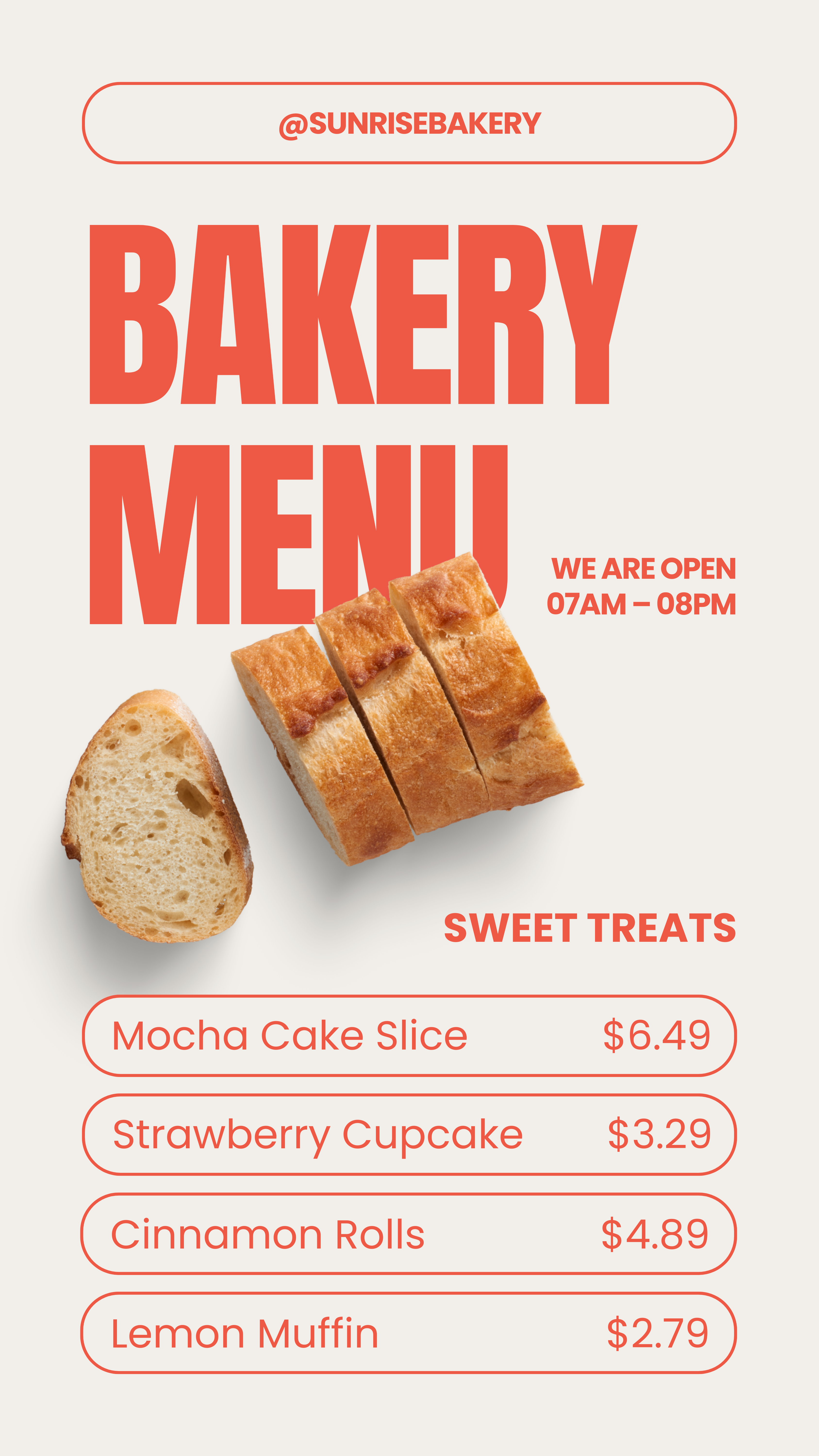 Bakery Menu Design - Bold Typography Style artisan bakery bakery menu bold typography bread menu breakfast menu cafe menu clean layout coffee shop figma food branding hospitality illustrator menu design minimalist menu modern menu morning menu pastry menu patisserie print design simple design