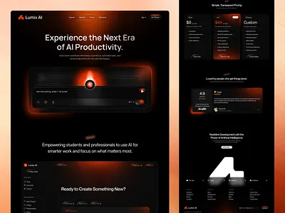 Lumix AI | AI Productivity Platform Web UI ai chatbot ai dashboard concept ai design ai platform ai productive ai tool web design dark theme ui deepseek futuristic web design landing page inspiration productivity app design saas startup web ui ui ui ux web web application ui website