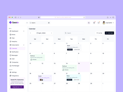 Dashboard Calendar UI Design 📅 admin dashboard calendar calendar ui dashboard dashboard ui dribbble figma design minimal ui product design productivity saas ui design uiux ux design web app